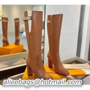 Purchase Louis Vuitton Silhouette High Boots 9.5cm with Buckle Brown 1114091