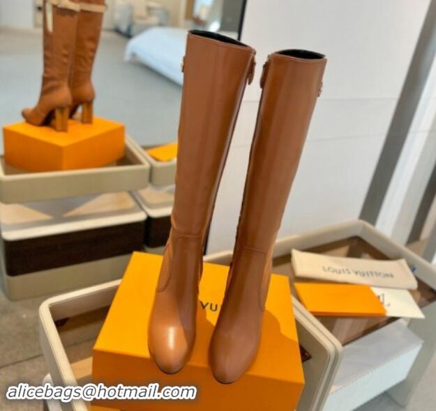 Purchase Louis Vuitton Silhouette High Boots 9.5cm with Buckle Brown 1114091