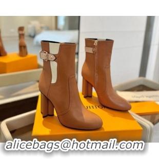 Sumptuous Louis Vuitton Silhouette Ankle Boots 9.5cm with Buckle Brown 1114094