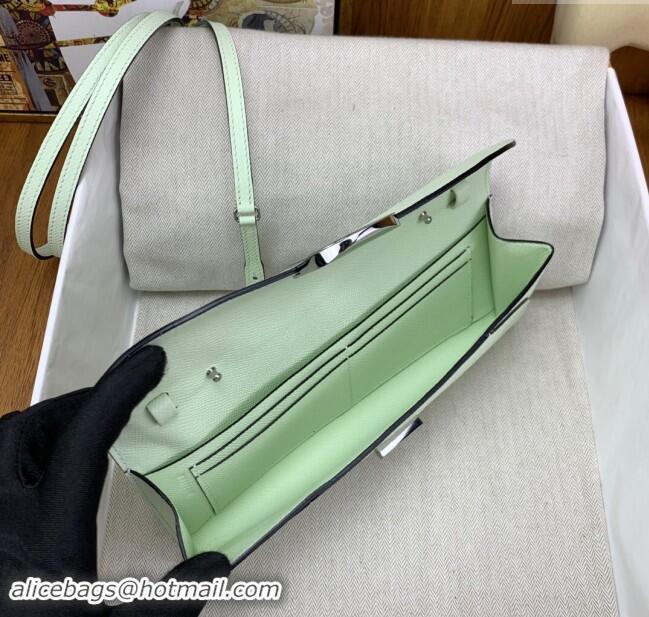 Market Sells Hermes CHAINE D'ANCRE To Go Wallet in Original Epsom Leather H1910 OS Bubble Green/Silver 2024(Full Handmad