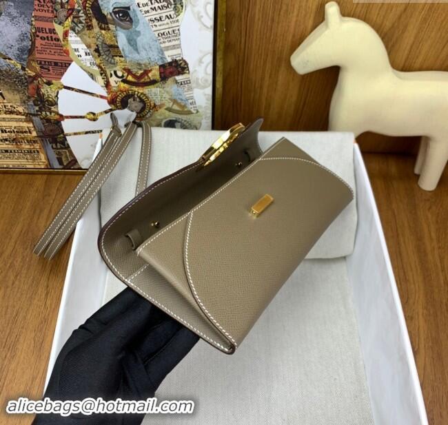 Modern Classic Hermes CHAINE D'ANCRE To Go Wallet in Original Epsom Leather H1910 Etoupe/Gold 2024 (Full Handmade)