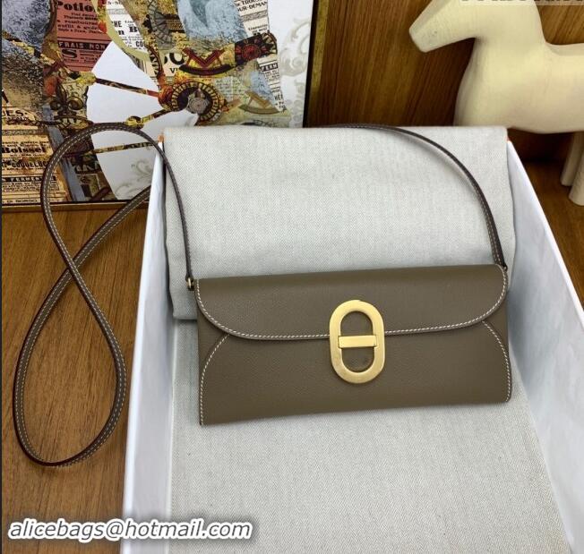 Modern Classic Hermes CHAINE D'ANCRE To Go Wallet in Original Epsom Leather H1910 Etoupe/Gold 2024 (Full Handmade)