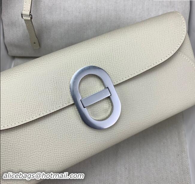 Buy Classic Hermes CHAINE D'ANCRE To Go Wallet in Original Epsom Leather H1910 Milk Shake White/Silver 2024(Full Handmad