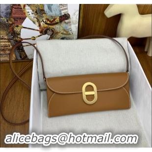 New Cheap Hermes CHAINE D'ANCRE To Go Wallet in Original Epsom Leather H1910 Milk Shake Brown/Gold 2024(Full Handmade)