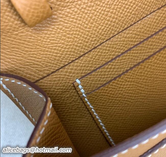 New Cheap Hermes CHAINE D'ANCRE To Go Wallet in Original Epsom Leather H1910 Milk Shake Brown/Gold 2024(Full Handmade)