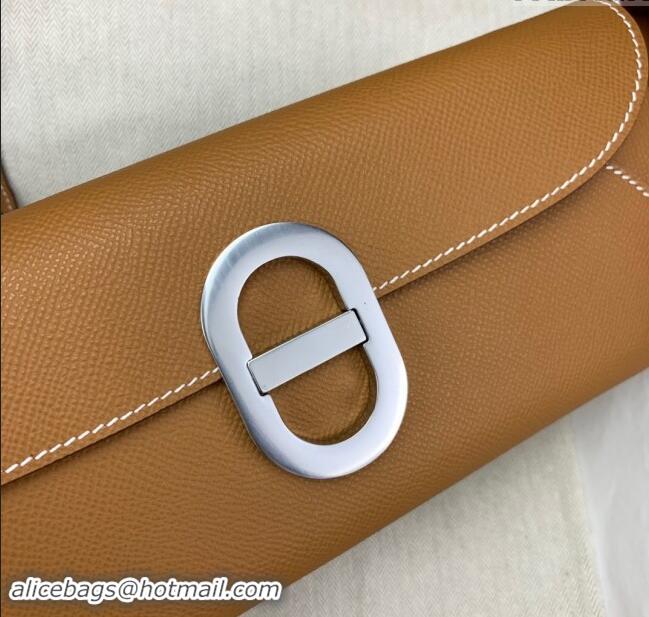 New Design Hermes CHAINE D'ANCRE To Go Wallet in Original Epsom Leather H1910 Milk Shake Brown/Silver 2024(Full Handmade