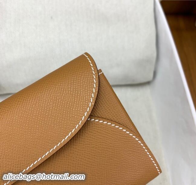 New Design Hermes CHAINE D'ANCRE To Go Wallet in Original Epsom Leather H1910 Milk Shake Brown/Silver 2024(Full Handmade