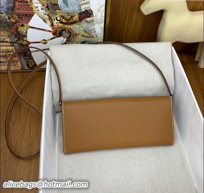 New Design Hermes CHAINE D'ANCRE To Go Wallet in Original Epsom Leather H1910 Milk Shake Brown/Silver 2024(Full Handmade