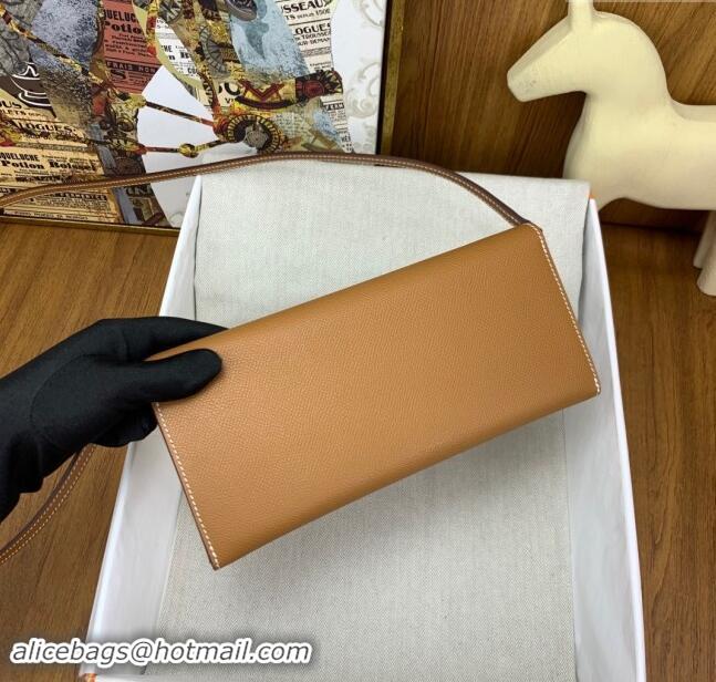 New Design Hermes CHAINE D'ANCRE To Go Wallet in Original Epsom Leather H1910 Milk Shake Brown/Silver 2024(Full Handmade