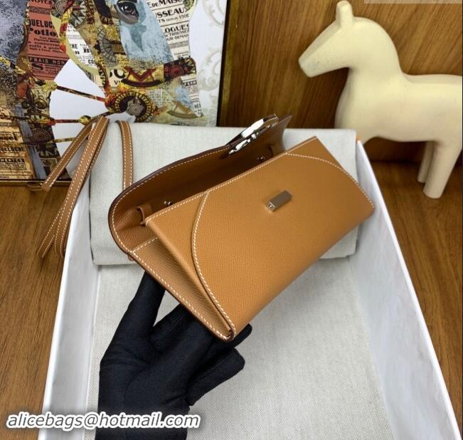 New Design Hermes CHAINE D'ANCRE To Go Wallet in Original Epsom Leather H1910 Milk Shake Brown/Silver 2024(Full Handmade