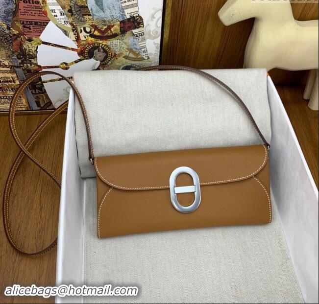 New Design Hermes CHAINE D'ANCRE To Go Wallet in Original Epsom Leather H1910 Milk Shake Brown/Silver 2024(Full Handmade