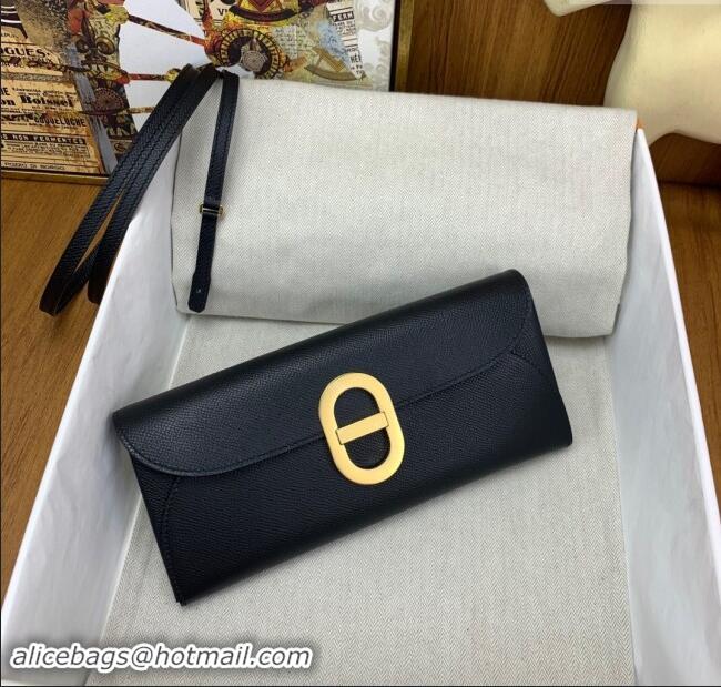 New Luxury Hermes CHAINE D'ANCRE To Go Wallet in Original Epsom Leather H1910 Black/Gold 2024(Full Handmade)