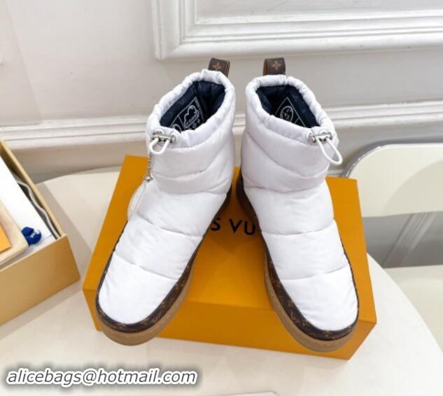 Low Cost Louis Vuitton LV Cloud Ankle Boots in Nylon and Monogram canvas White 1122067