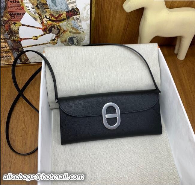 Buy Classic Hermes CHAINE D'ANCRE To Go Wallet in Original Epsom Leather H1910 Black/Silver 2024(Full Handmade)