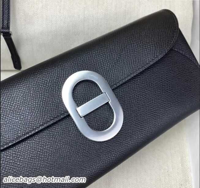 Buy Classic Hermes CHAINE D'ANCRE To Go Wallet in Original Epsom Leather H1910 Black/Silver 2024(Full Handmade)