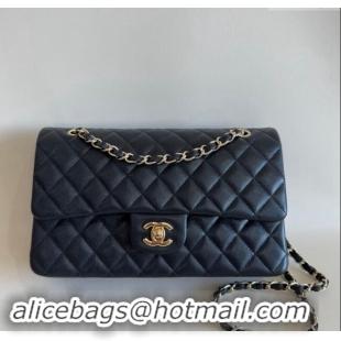 Best Cheap Chanel Classic Grained Calfskin Medium Flap Bag A01112 Black/Gold 2024