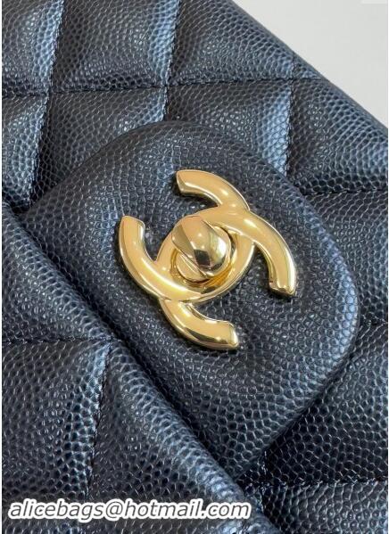 Best Cheap Chanel Classic Grained Calfskin Medium Flap Bag A01112 Black/Gold 2024