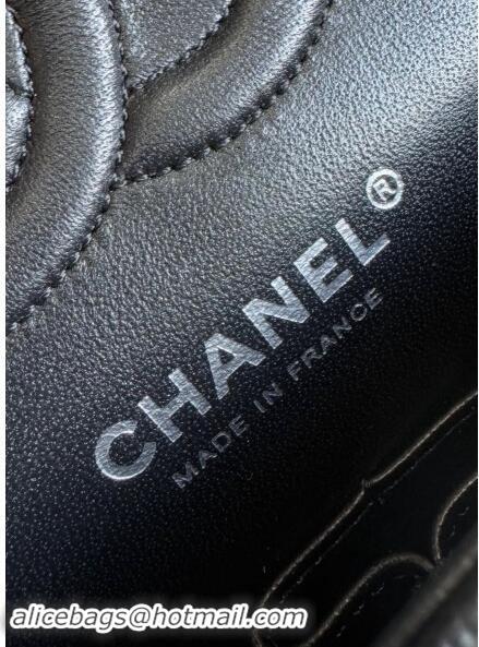 Spot Bulk Chanel Classic Grained Calfskin Medium Flap Bag A01112 Black/Silver 2024