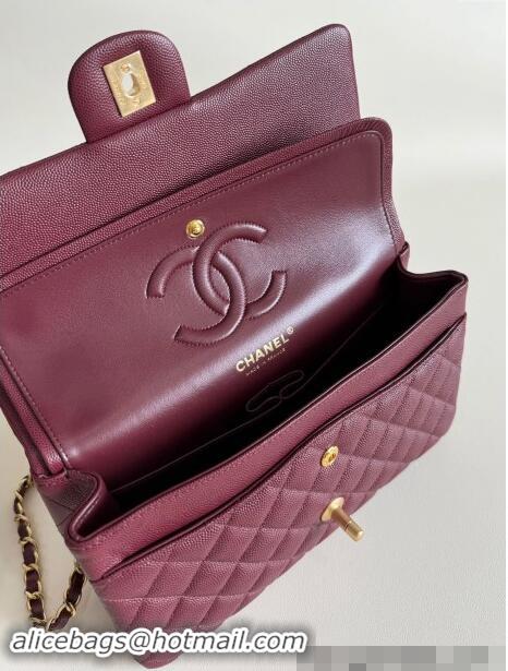 Wholesale Discount Chanel Classic Grained Calfskin Medium Flap Bag A01112 Dark Purple 2024