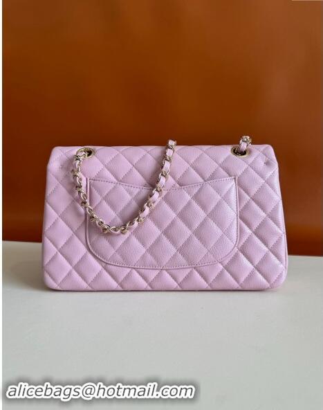 Top Quality Chanel Classic Grained Calfskin Medium Flap Bag A01112 Light Purple 2024