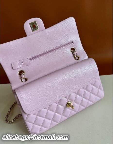 Top Quality Chanel Classic Grained Calfskin Medium Flap Bag A01112 Light Purple 2024