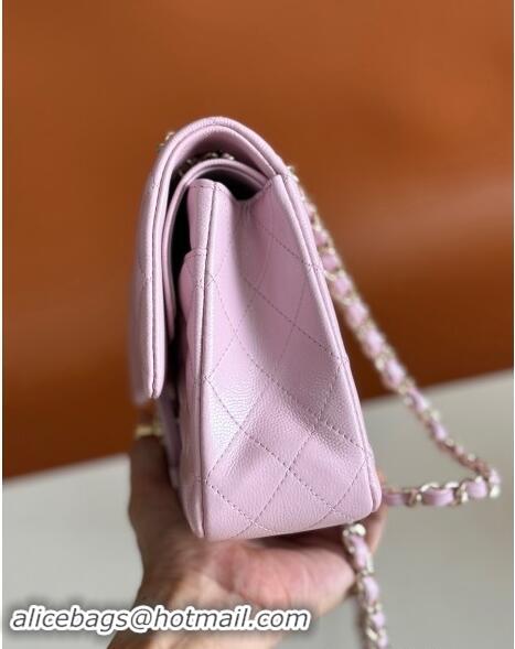 Top Quality Chanel Classic Grained Calfskin Medium Flap Bag A01112 Light Purple 2024