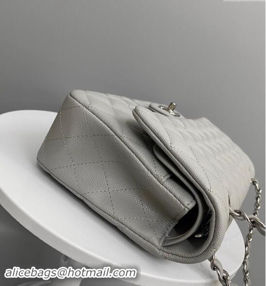 Buy Discount Chanel Classic Grained Calfskin Medium Flap Bag A01112 Grey/Silver 2024