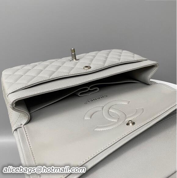 Buy Discount Chanel Classic Grained Calfskin Medium Flap Bag A01112 Grey/Silver 2024