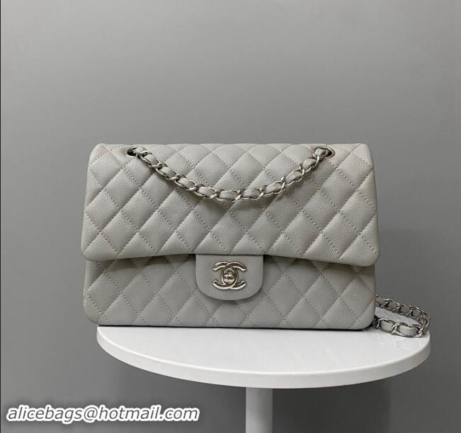 Buy Discount Chanel Classic Grained Calfskin Medium Flap Bag A01112 Grey/Silver 2024