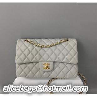 New Release Creation Chanel Classic Grained Calfskin Medium Flap Bag A01112 Grey/Gold 2024