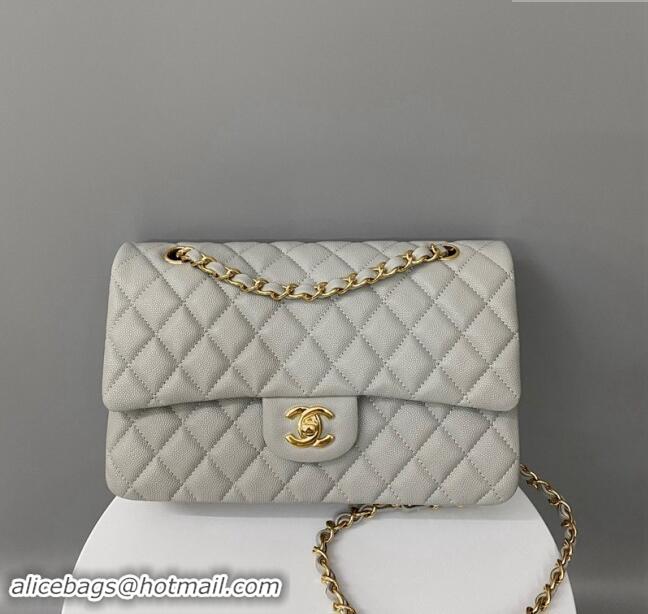 New Release Creation Chanel Classic Grained Calfskin Medium Flap Bag A01112 Grey/Gold 2024