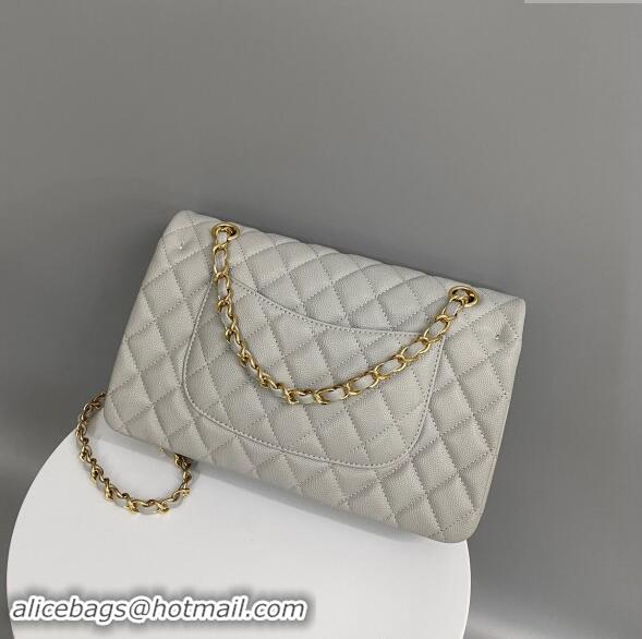 New Release Creation Chanel Classic Grained Calfskin Medium Flap Bag A01112 Grey/Gold 2024