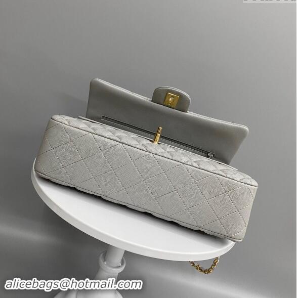 New Release Creation Chanel Classic Grained Calfskin Medium Flap Bag A01112 Grey/Gold 2024