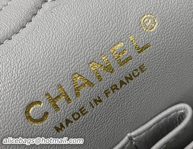 New Release Creation Chanel Classic Grained Calfskin Medium Flap Bag A01112 Grey/Gold 2024