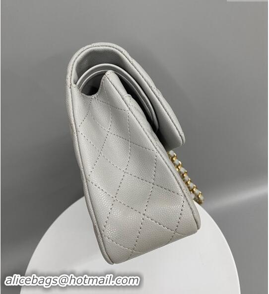 New Release Creation Chanel Classic Grained Calfskin Medium Flap Bag A01112 Grey/Gold 2024