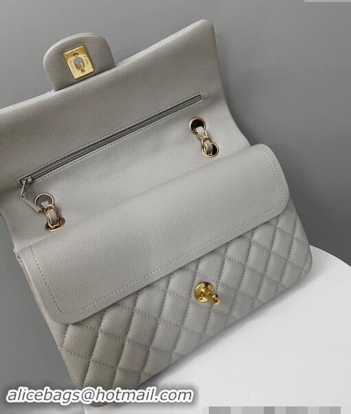 New Release Creation Chanel Classic Grained Calfskin Medium Flap Bag A01112 Grey/Gold 2024