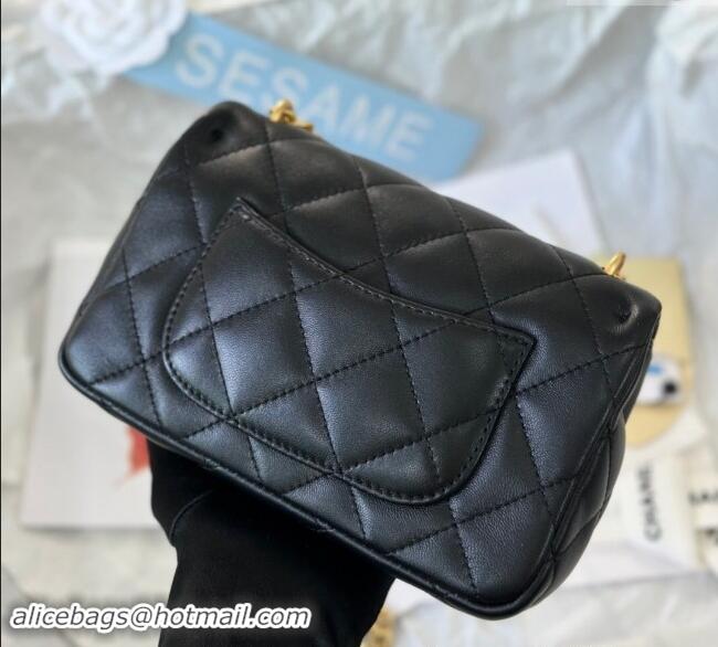 Inexpensive Chanel Lambskin Mini Flap Bag with Heart Chain AS3828 Black 2024