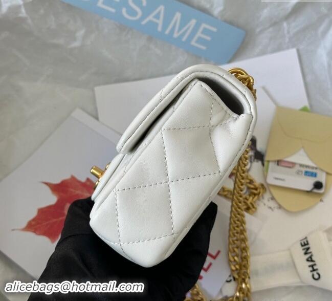 Latest Style Chanel Lambskin Mini Flap Bag with Heart Chain AS3828 White 2024