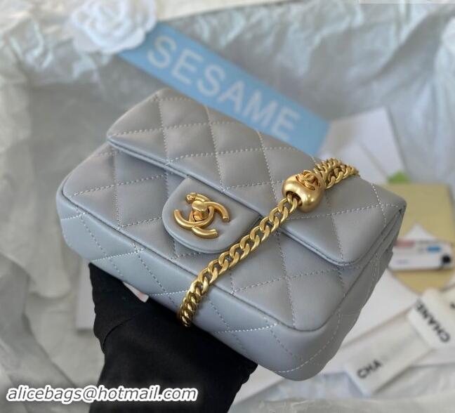 Cheapest Chanel Lambskin Mini Flap Bag with Heart Chain AS3828 Grey 2024