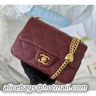 Buy Cheap Chanel Lambskin Mini Flap Bag with Heart Chain AS3828 Burgundy 2024