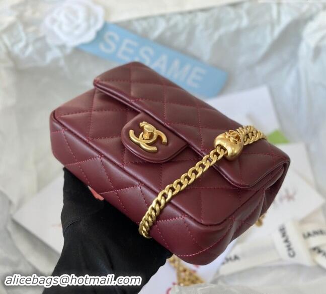 Buy Cheap Chanel Lambskin Mini Flap Bag with Heart Chain AS3828 Burgundy 2024