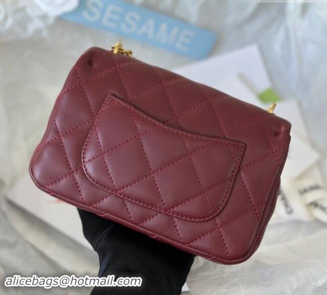 Buy Cheap Chanel Lambskin Mini Flap Bag with Heart Chain AS3828 Burgundy 2024