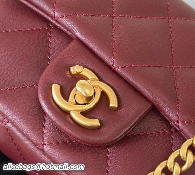 Buy Cheap Chanel Lambskin Mini Flap Bag with Heart Chain AS3828 Burgundy 2024