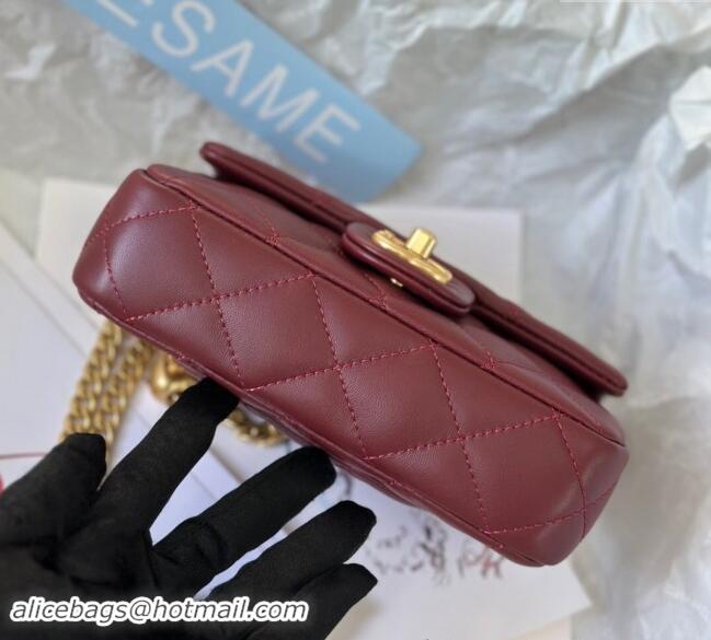 Buy Cheap Chanel Lambskin Mini Flap Bag with Heart Chain AS3828 Burgundy 2024