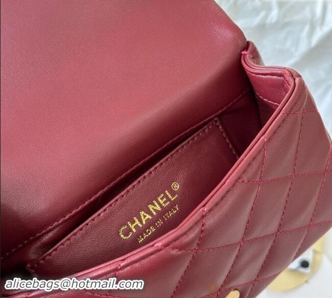 Buy Cheap Chanel Lambskin Mini Flap Bag with Heart Chain AS3828 Burgundy 2024