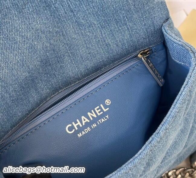 Best Cheap Chanel Washed Denim Mini Square Flap Bag with Heart Chain AS3829 Light Blue 2024