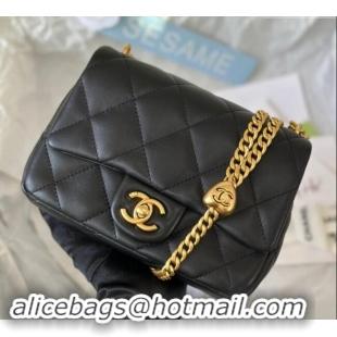 Buy Classic Chanel Lambskin Mini Square Flap Bag with Heart Chain AS3829 Black 2024