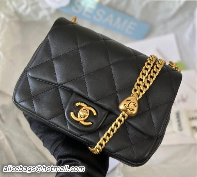 Buy Classic Chanel Lambskin Mini Square Flap Bag with Heart Chain AS3829 Black 2024