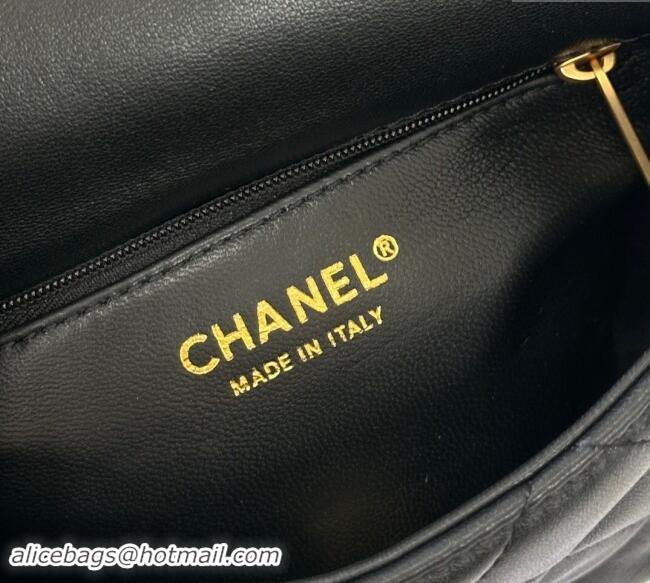 Buy Classic Chanel Lambskin Mini Square Flap Bag with Heart Chain AS3829 Black 2024