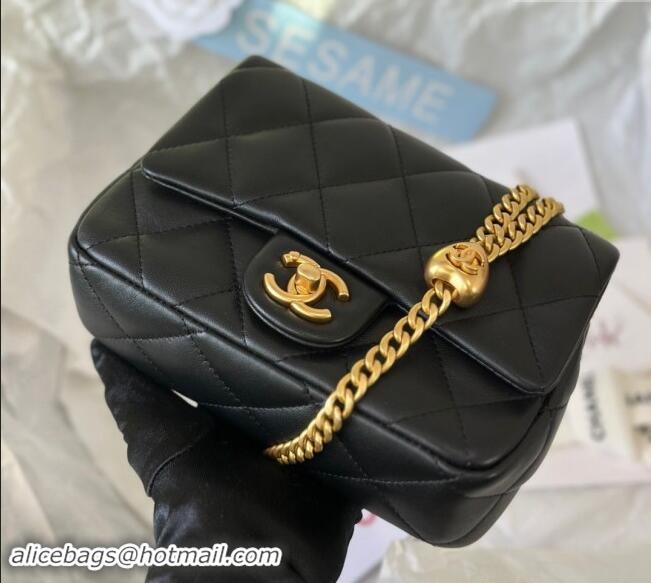 Buy Classic Chanel Lambskin Mini Square Flap Bag with Heart Chain AS3829 Black 2024